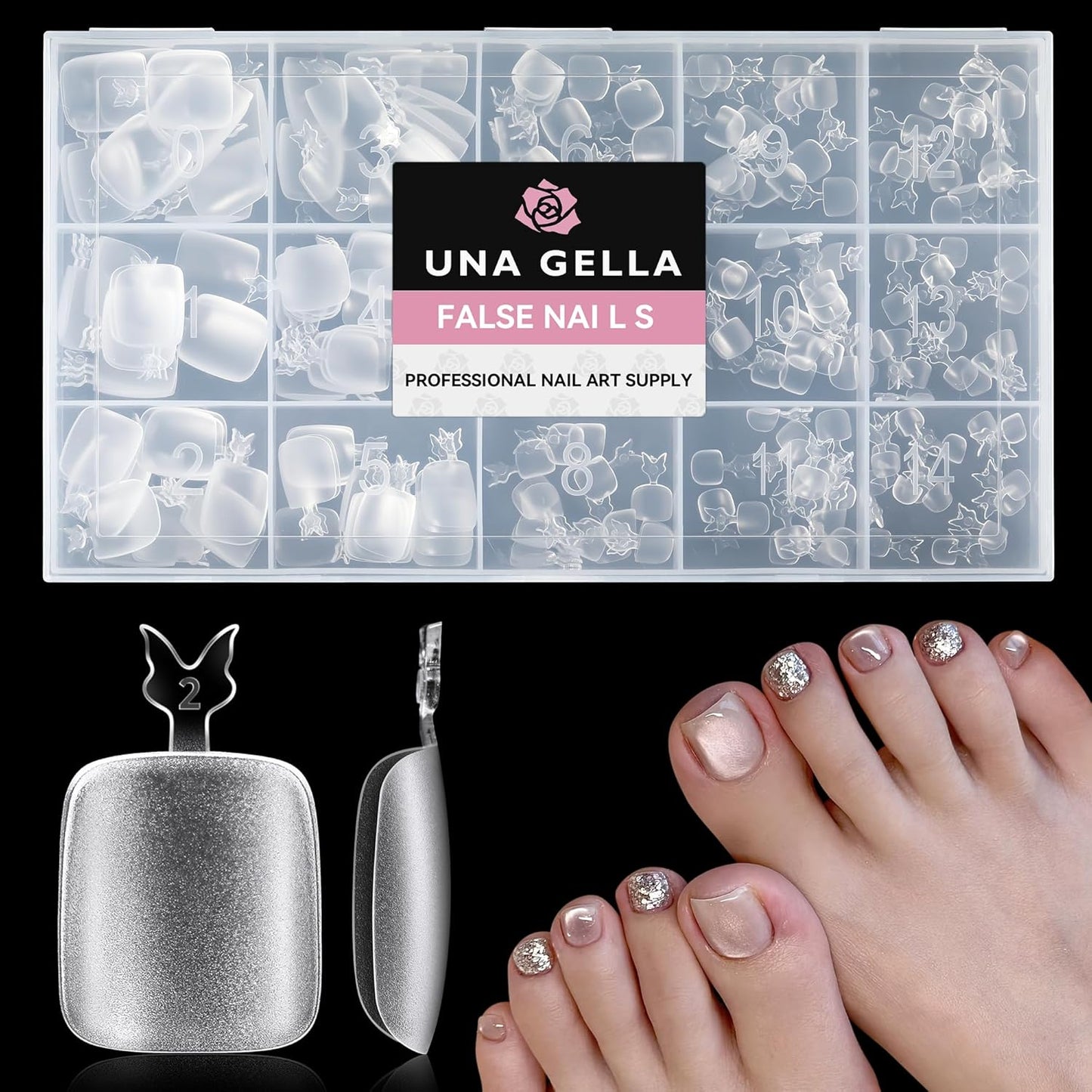 UNA GELLA 216 Pcs Square Toe Nail Tips | Soft Gel Full Cover Press-Ons