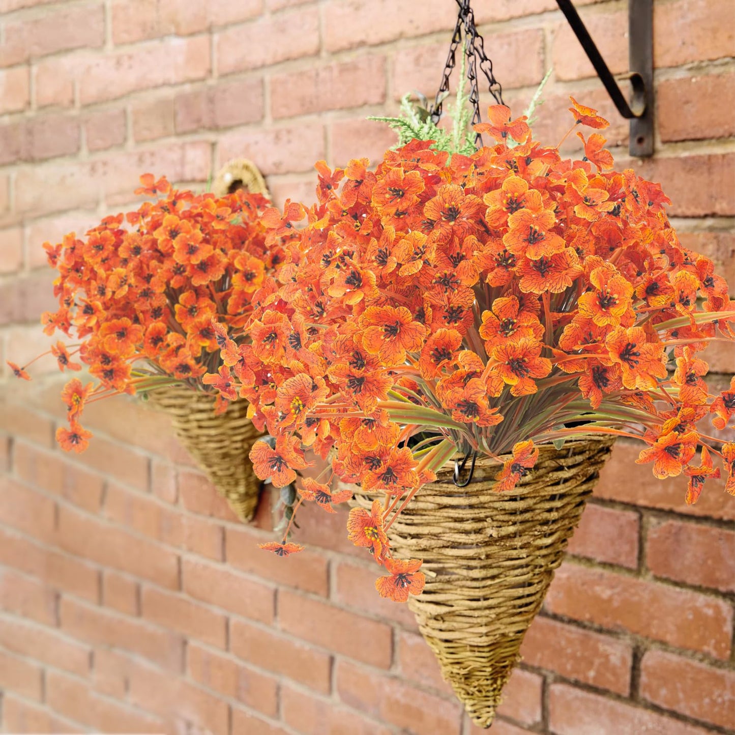 Grunyia Artificial Fall Flowers for Outdoors, 20 Bundles Faux Plants No Fade Plastic Shrubs Autumn Decor Farmhouse Home Garden Thanksgiving (Fall Red)