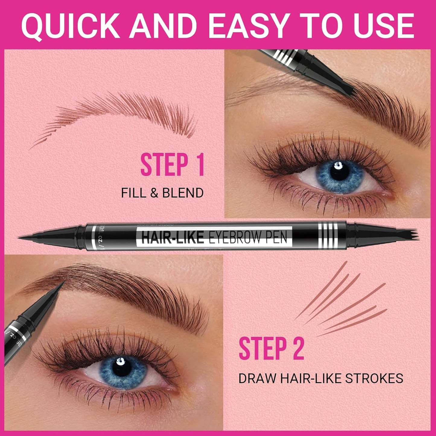 Microblading Eyebrow Pen | 2-in-1 Dual-Ended Pencil for Women | Light Brown