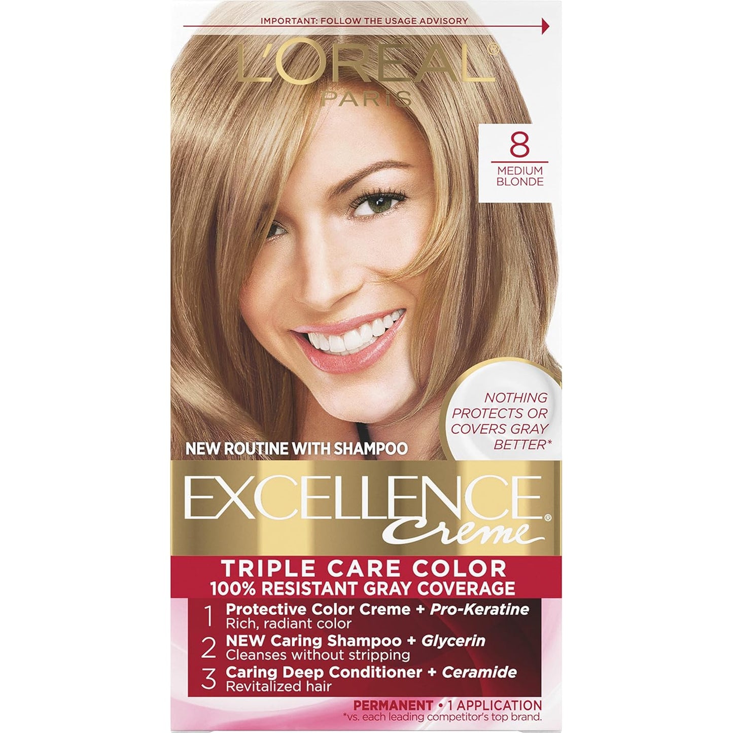 L'Oreal Paris Excellence Crème Hair Color | 6RB Light Reddish Brown | Gray Coverage