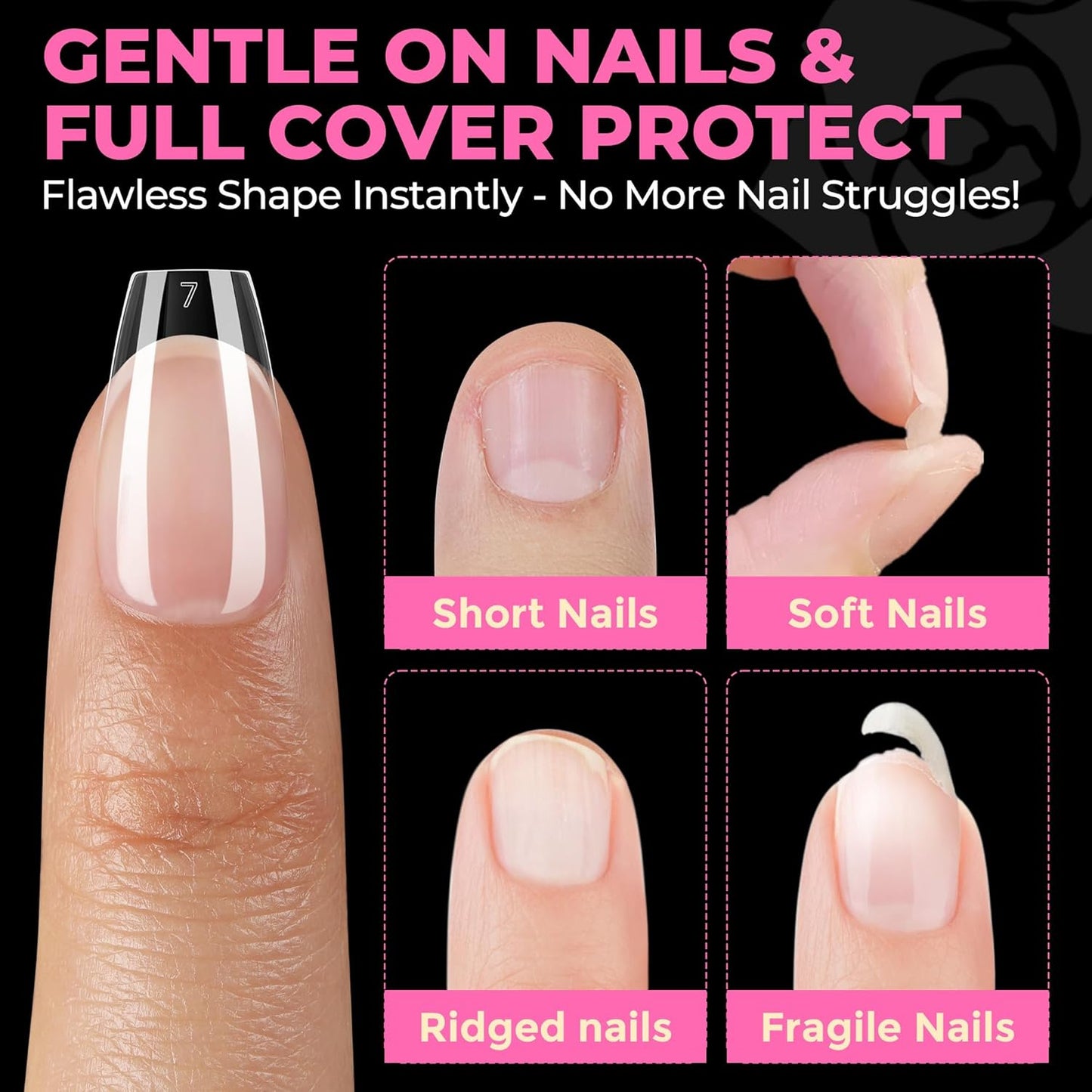Soft Gel Nail Tips | 40ml Strong Adhesive Gel for Acrylic & Press-On Nails