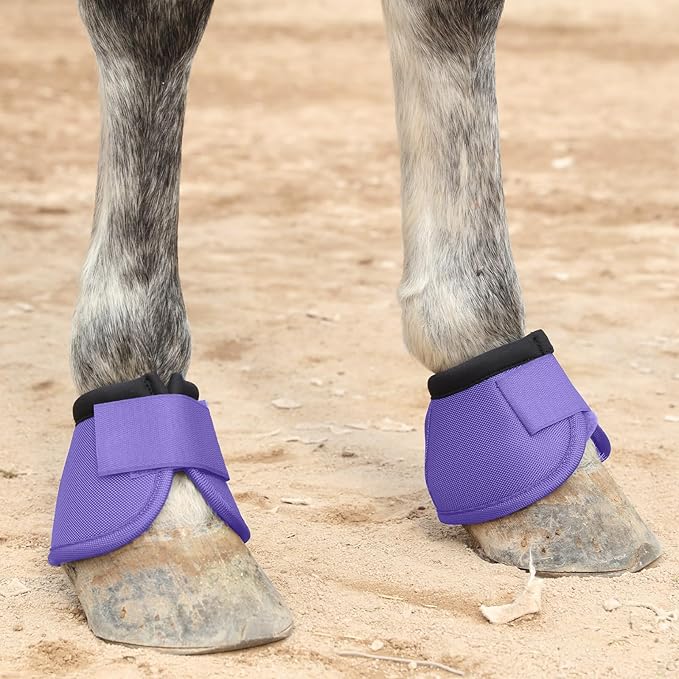Equine Ballistic Overreach Bell Boots - No-Turn Boots for Horses, Horse Hoof Protection (Sold in Pairs) Purple Medium