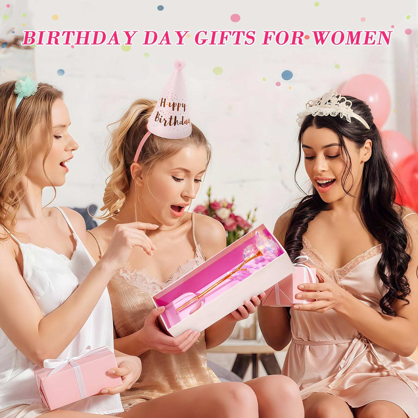 Valentines Day Rose Gifts for Her, Birthday Gifts for Women Mom Galaxy Rose Glass Forever Flowers with Heart-Shaped Base Eternal Crystal Roses Valentine Gifts for Grandma Wife Sister Girlfriend