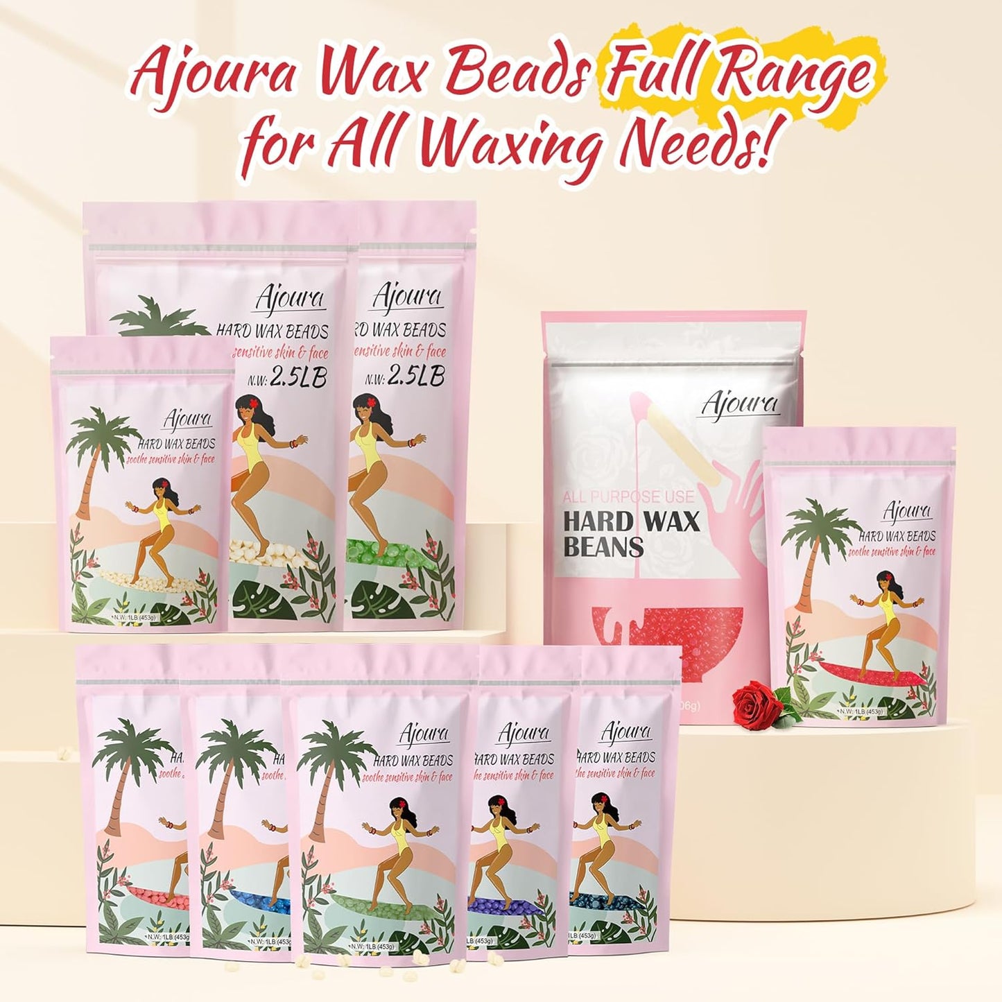 Pink Rose Hard Wax Beads – 1Lb for Coarse Hair | At-Home Waxing for Women & Men
