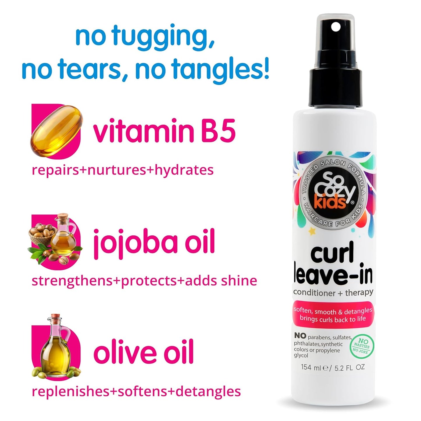 SoCozy Leave-In Conditioner Spray | 8 Fl Oz | Tangle-Free Detangler for Kids' Curly Hair
