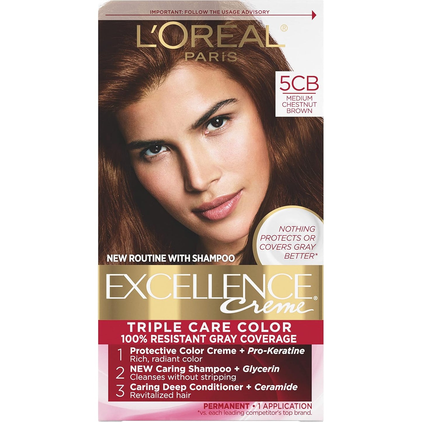 L'Oreal Paris Excellence 6R Light Auburn Hair Color | Gray Coverage | 8 Weeks