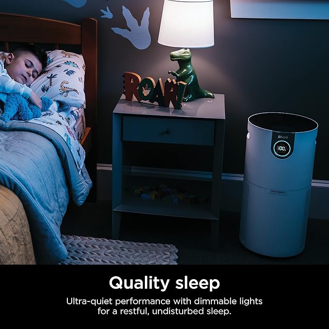 Shark Air Purifier for Home Large Room, Clean Sense Technology, HEPA Air Filter, 1000 Sq Ft, Kitchen, Filters Smoke, Captures 99.98% of Particles, Pet Dander, Pollutants, Dust, Allergens, HP201