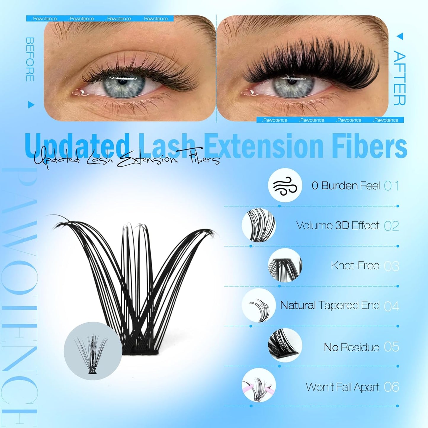 DIY Lash Extension Kit | 50D Individual Lash Clusters 9-16mm | Bond & Seal Included
