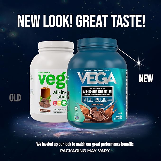 Vega Organic All-in-One Vegan Protein Powder, French Vanilla -Superfood Ingredients, Vitamins for Immunity Support, Keto Friendly, Pea Protein for Women & Men, 3.1 lbs (Packaging May Vary)