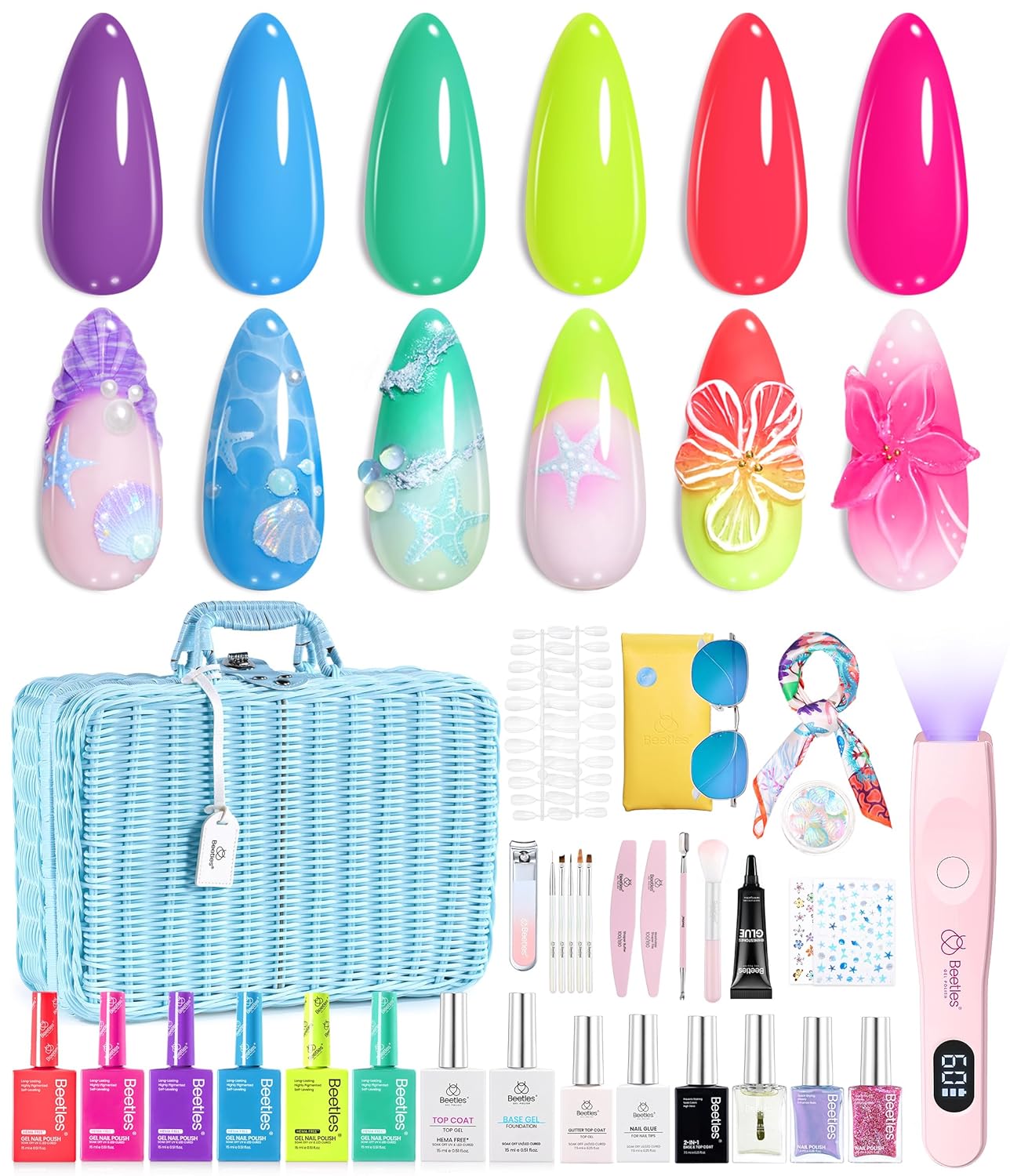 Beetles 36-Color Gel Nail Polish Set | Sparkle & Glitter | Manicure Kit for Women