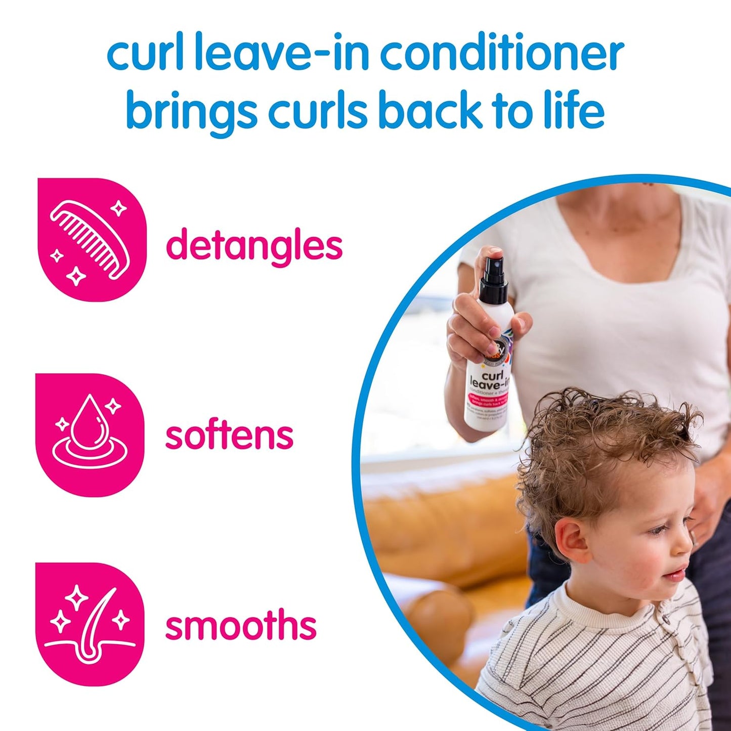 SoCozy Leave-In Conditioner Spray | Paraben-Free Detangler for Kids' Curly Hair | Nourishing with Keratin & Vitamin B5