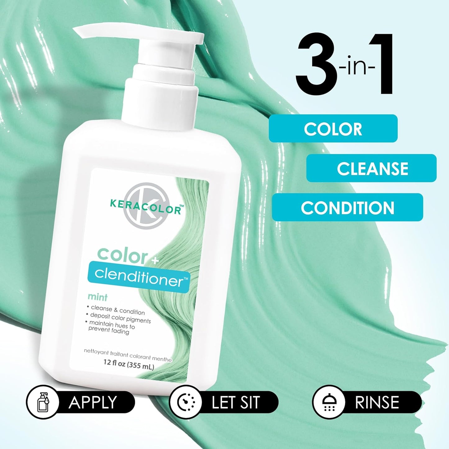 Keracolor Color + Clenditioner | 3-In-1 Color-Depositing Conditioner | 12 Fl Oz