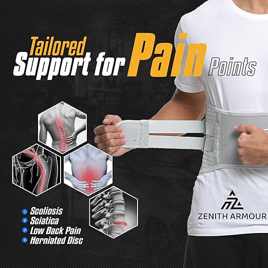 Lumbar Support, Lower Back Brace Support for Lower Back Pain Relief, Scoliosis, Herniated Disc, Sciatica - Adjustable, Removable Metal Plate, Machine Washable - Men and Women (Small)