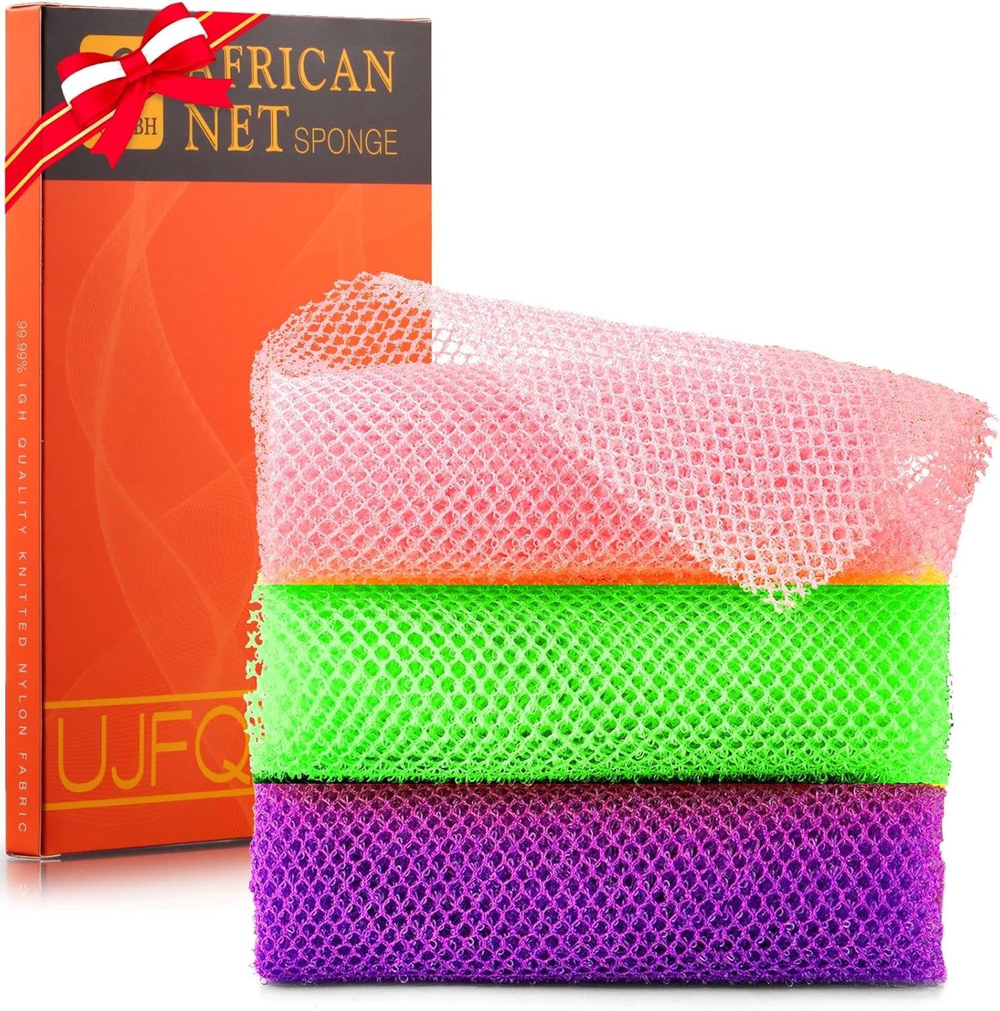 Exfoliating African Bath Sponge Set | 3-Piece Net Scrubber for Daily Use