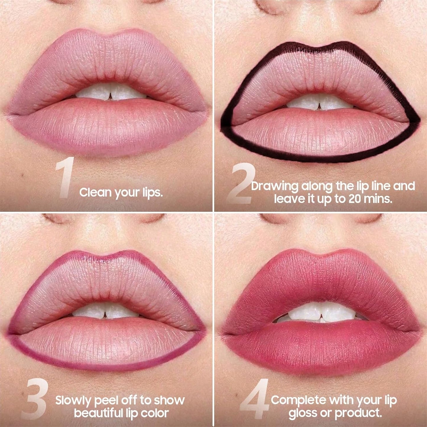 Lip Stain Peel Off Lip Liner - Long Lasting Comfortable Vivid Color Peel Lip Stain Smudge Proof Finish, Create A Charming Vibrant Lip Color Makeup For All Skin Types with All-Day (#01 Nude)