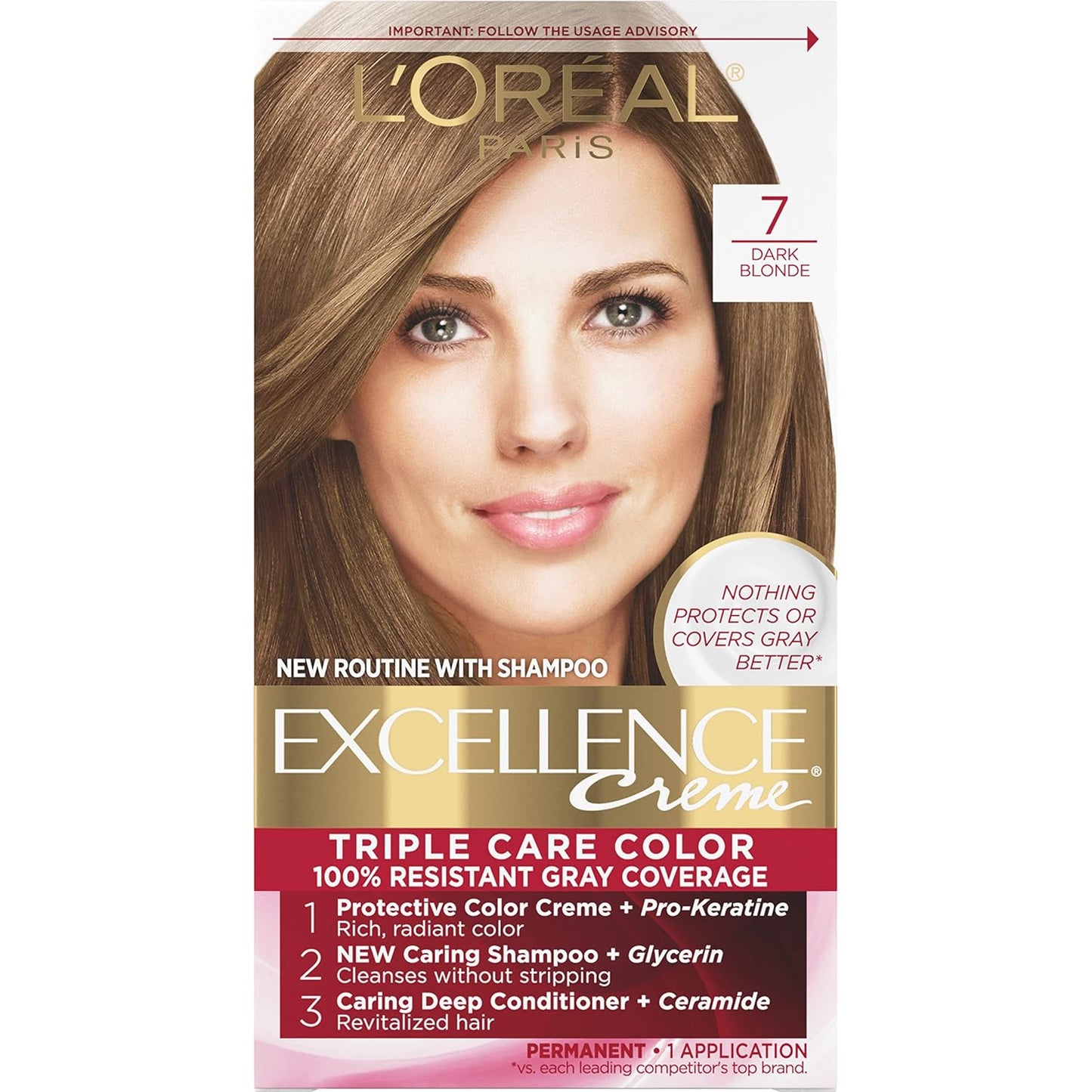L'Oreal Paris Excellence Crème Hair Color | 4 Dark Brown | 100% Gray Coverage