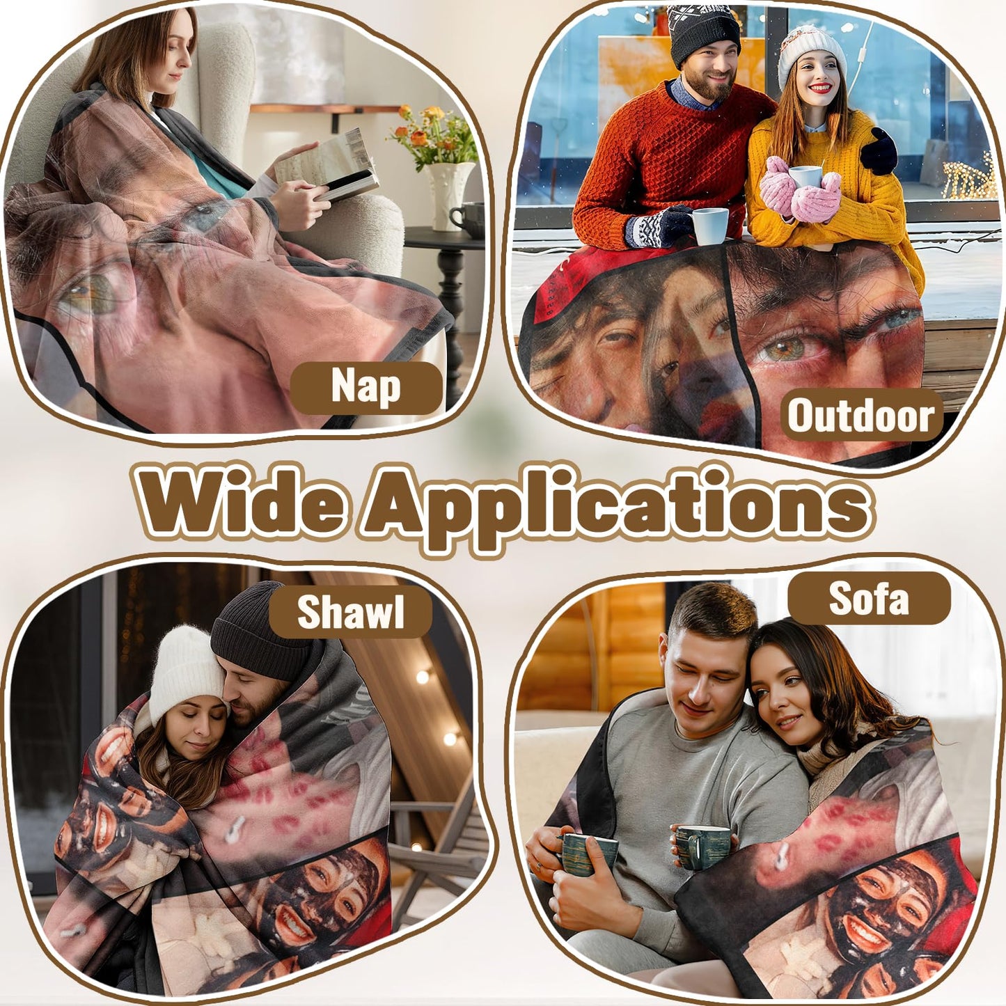 ShineSand Personalized Valentines Day Gifts for Him Her Custom Blanket with Picture Text - Print in USA Customized I Love You Couple Gifts for Girlfriend Boyfriend Husband - Soft Fleece Photo Blankets