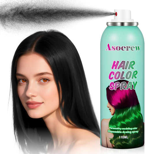 Black Hair Spray,Hair Color Spray Dye,Temporary Hair Color Spray for Kids Women Men,Color Hair Spray for Kids,Washable Hair Coloring Natural Temporary Hair Dye for Party,Halloween,Cosplay(Black)