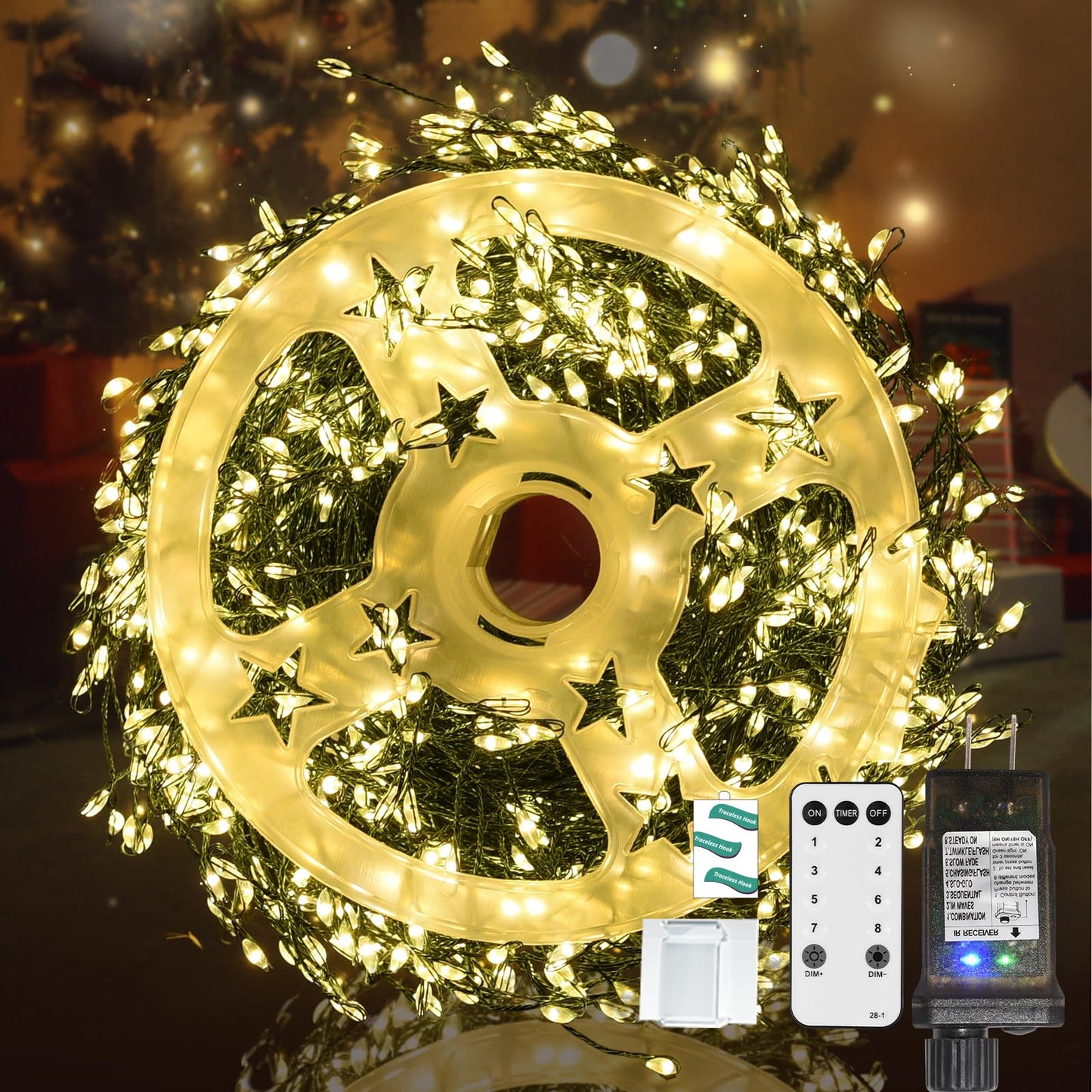 Dailyart Fairy Lights Plug in, 1000 Led Fairy Lights with Remote 75Ft Warm Light with Timer Long Twinkle Light Waterproof String Light for Bedroom Outdoor Indoor Decorative,Green Wire