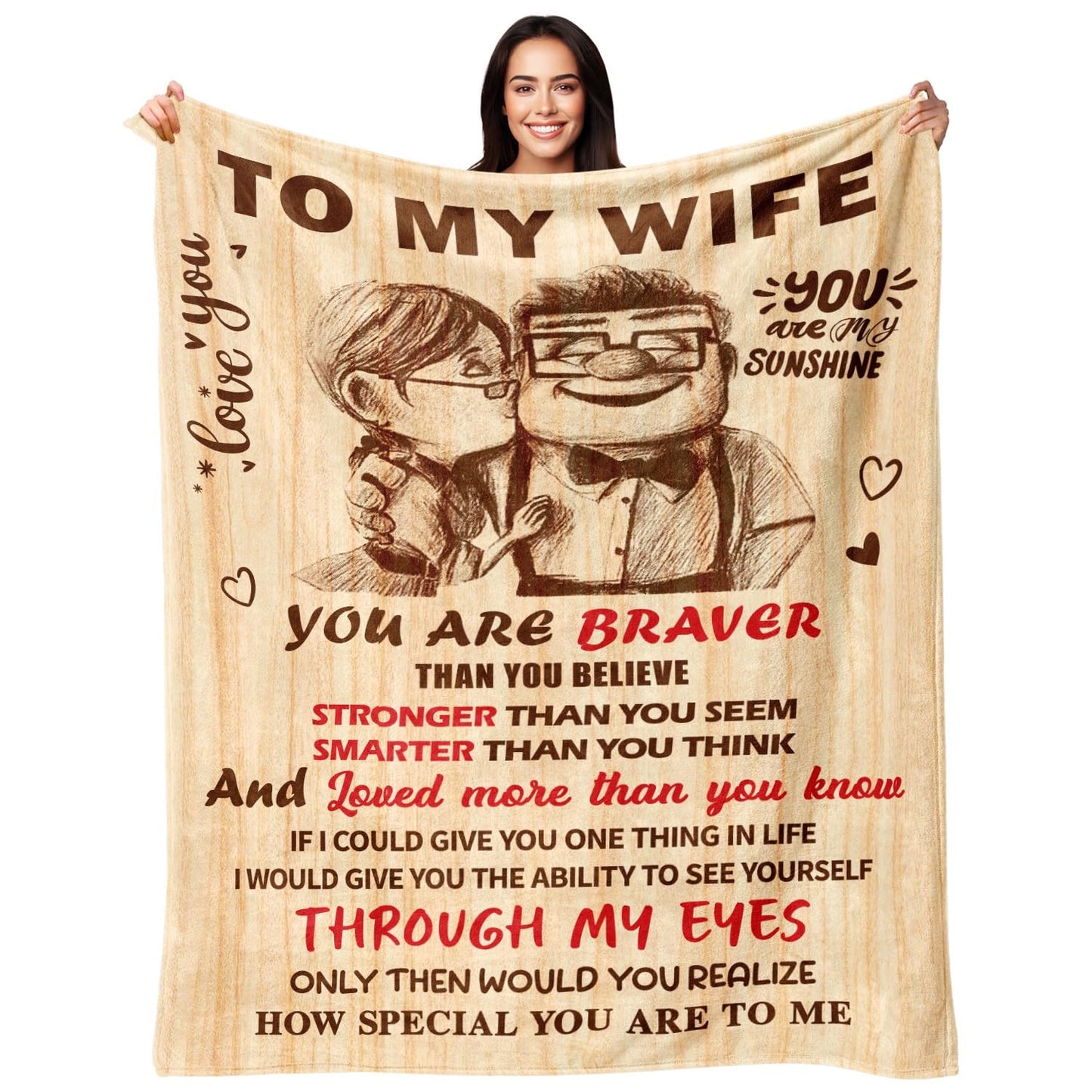 NAIREG Valentines Day Gifts for Her - Gifts for Wife from Husband - Wedding Anniversary Romantic Gifts for Women - Wife Birthday Gift Ideas - I Love You Gift for Her - to My Wife Blanket 50"x60"
