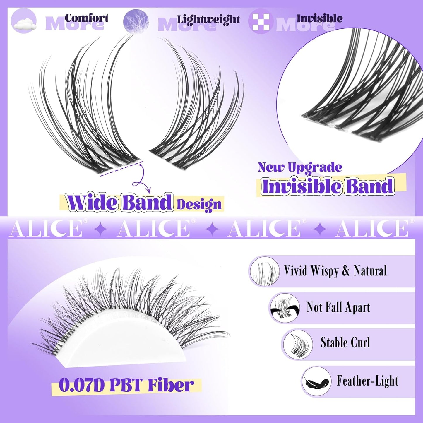 ALICE DIY Eyelash Extension Kit | 196pcs Natural Wispy Clusters | 10-18mm