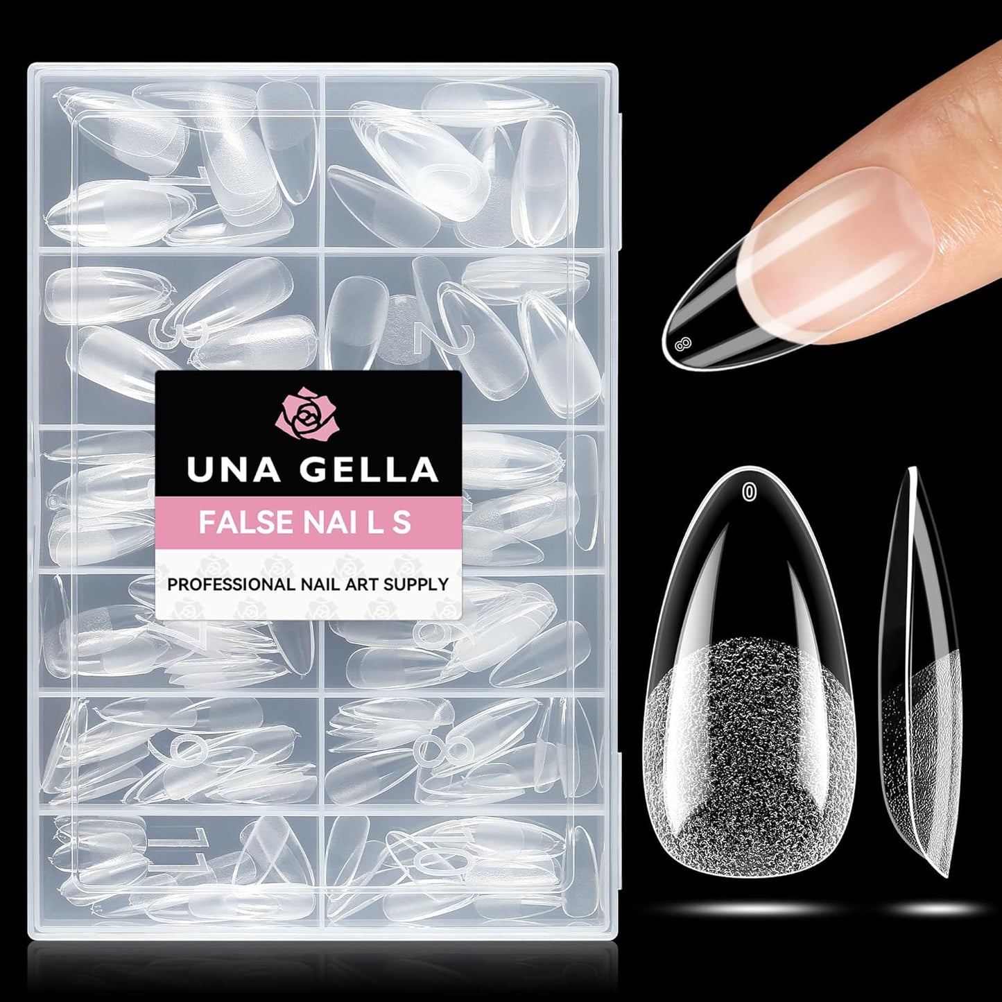 UNA GELLA 216 Pcs Square Toe Nail Tips | Soft Gel Full Cover Press-Ons
