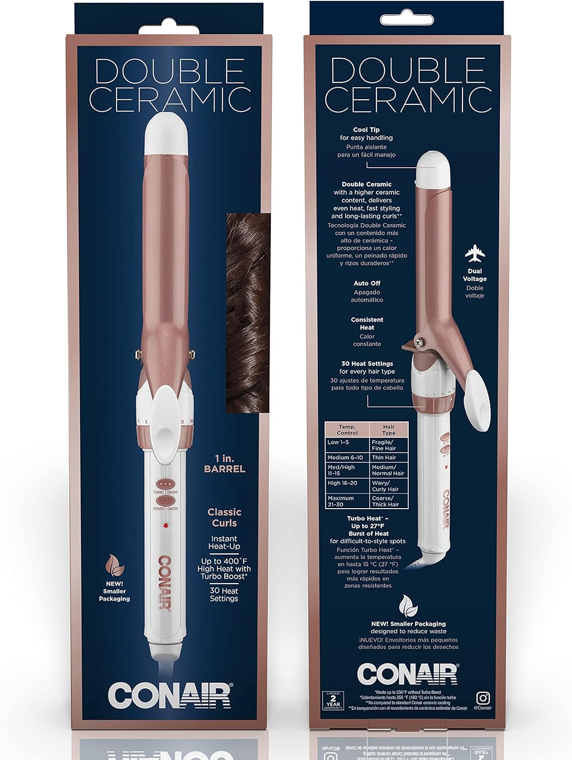 Conair Double Ceramic 1-Inch Curling Iron | Classic Curls for All Hair Lengths