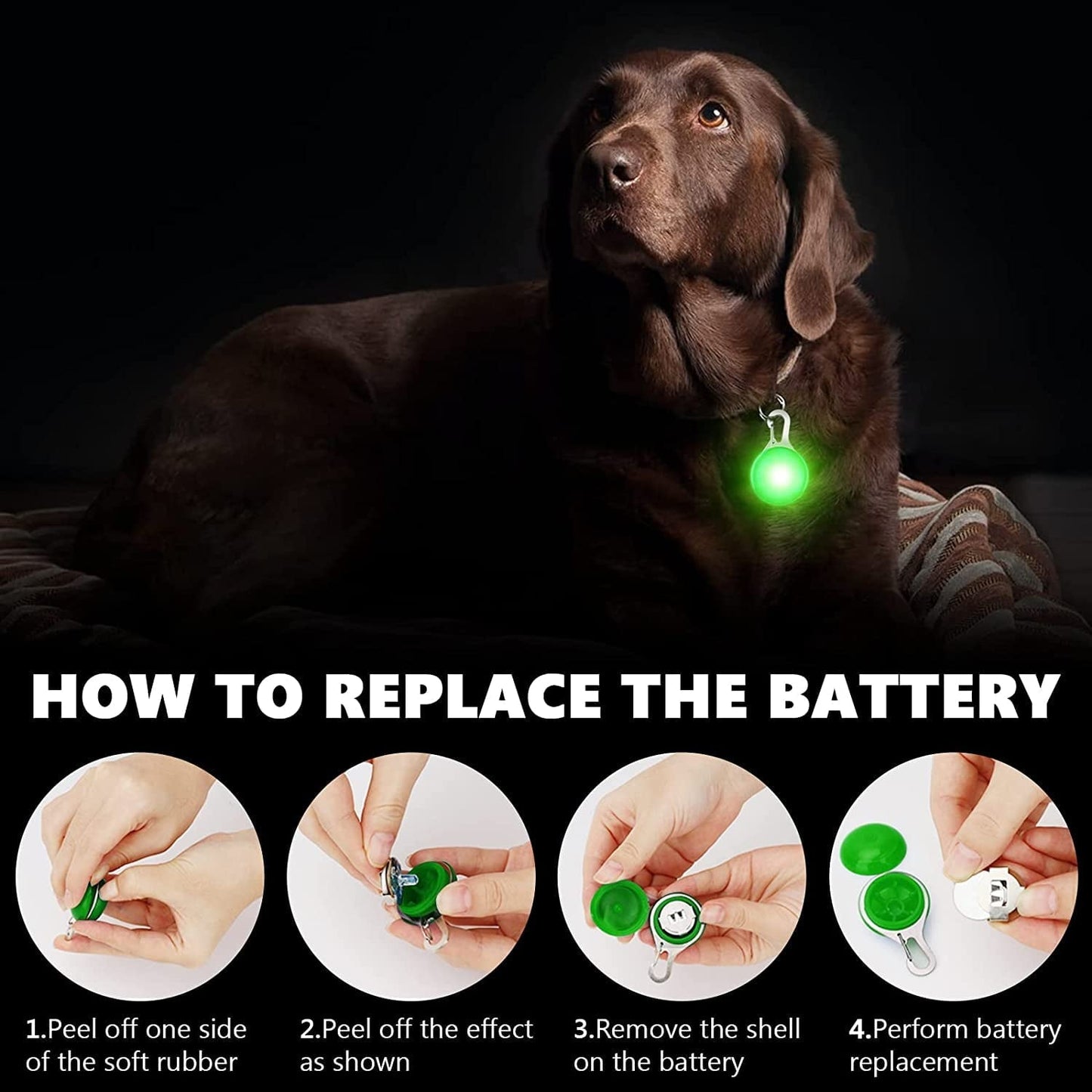 LED Dog Collar Light, 4pcs Dog Lights for Night Walking Camping Clip-on LED Dog Tag Light for Dog Collar