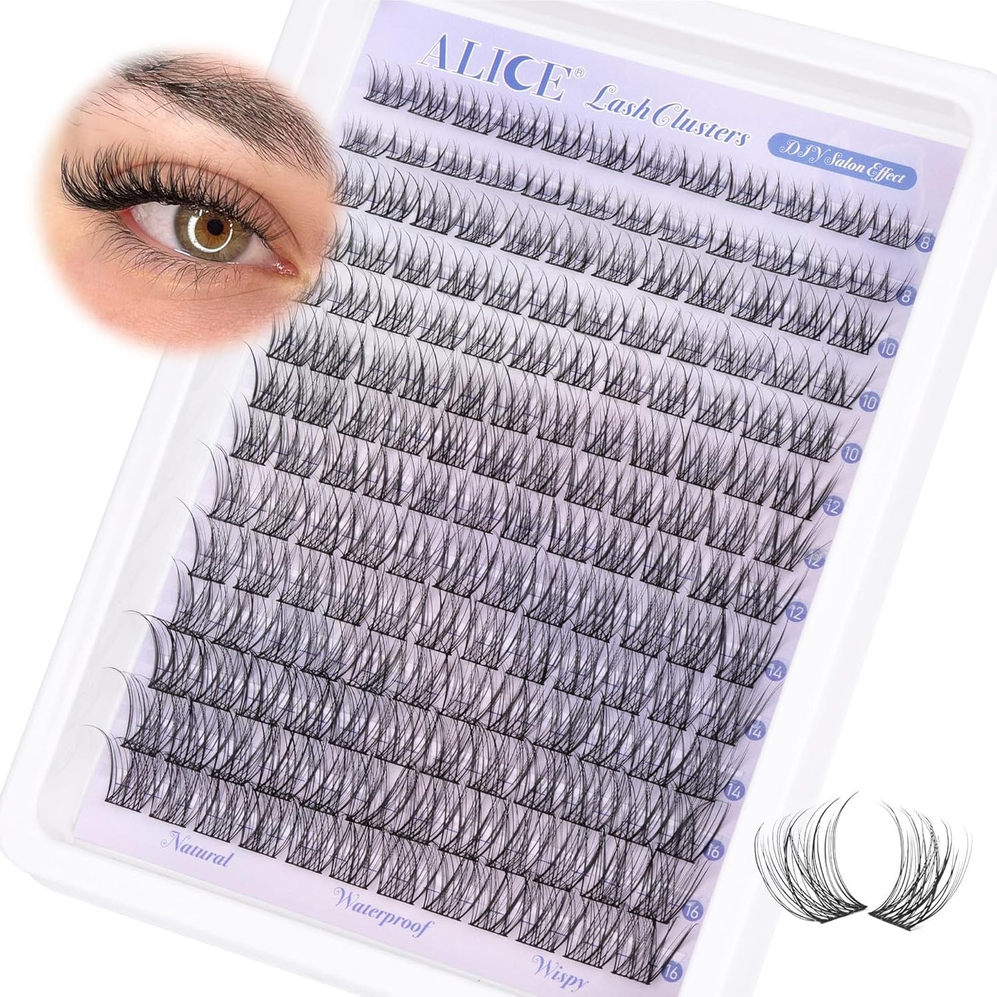 Natural Wispy Cluster Eyelash Extensions | Waterproof DIY Lashes | 224 Pcs