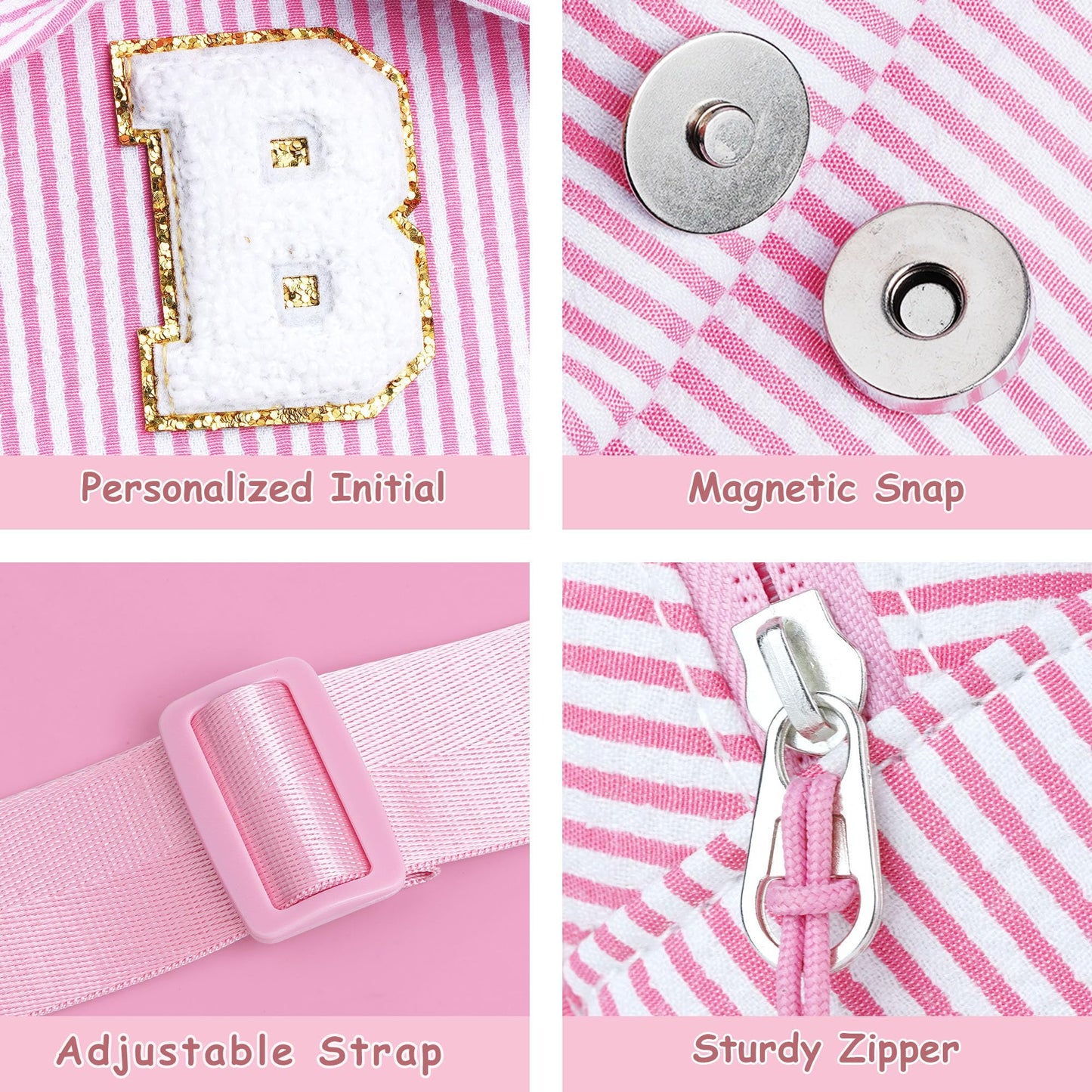 QLOVEA Valentines Day Gifts for Kids, Birthday Gifts for Girls Kids, Initial Pink Sling Bag for Kid Girl | Initial Monogram Fanny Packs Crossbody Bag Purse for Girl Kid Year Old Birthday Gift (Pink A)