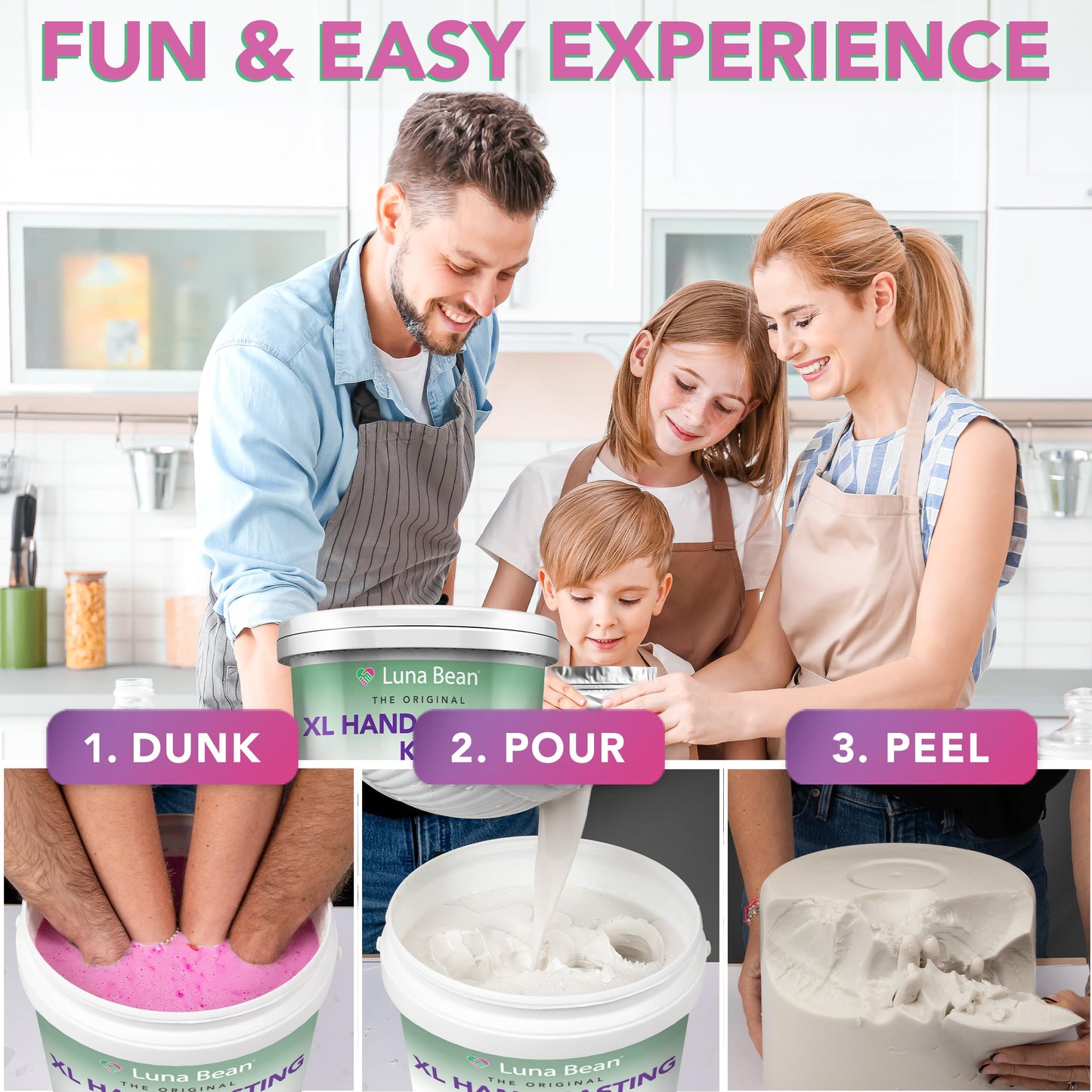 Luna Bean Hand Casting Kit – The Original Hand Mold Kit for Couples – Valentines Day Gifts for Her and Him - Anniversary Engagement Gifts for Women Men Mom Wife Boyfriend Girlfriend Wedding Bridal