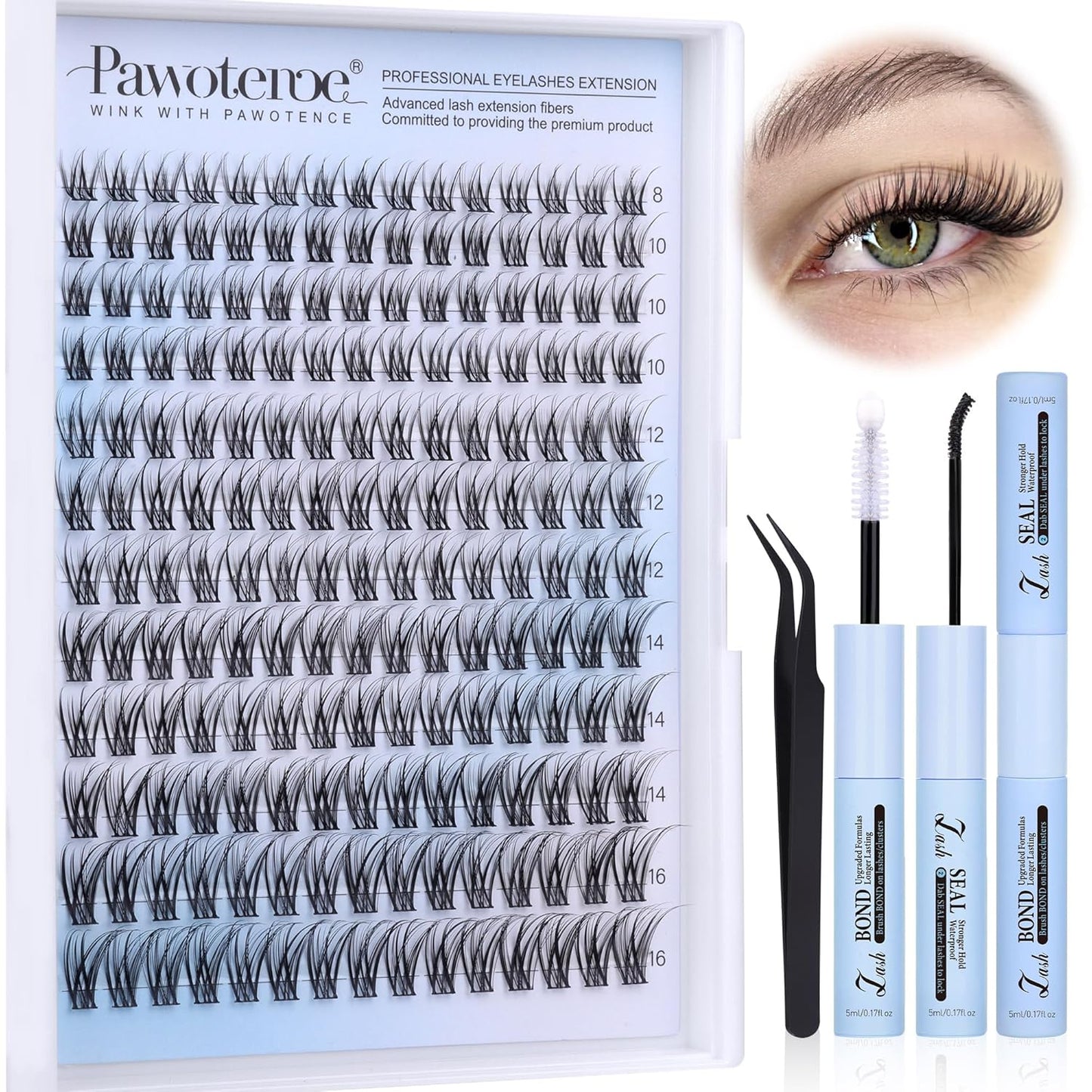Pawotence 168pcs Wispy Lash Extension Kit | 9-12mm Natural Individual Lashes