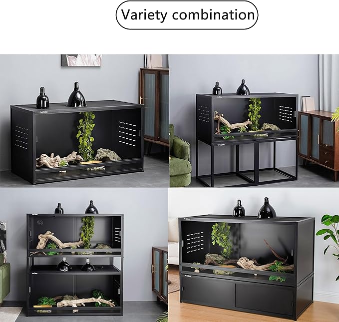 Reptile Enclosure Stand Bundle: Elevate Your Habitat - Includes Stand and Extra Enclosure for a Complete Elevated Setup 48 inches Width(Black)