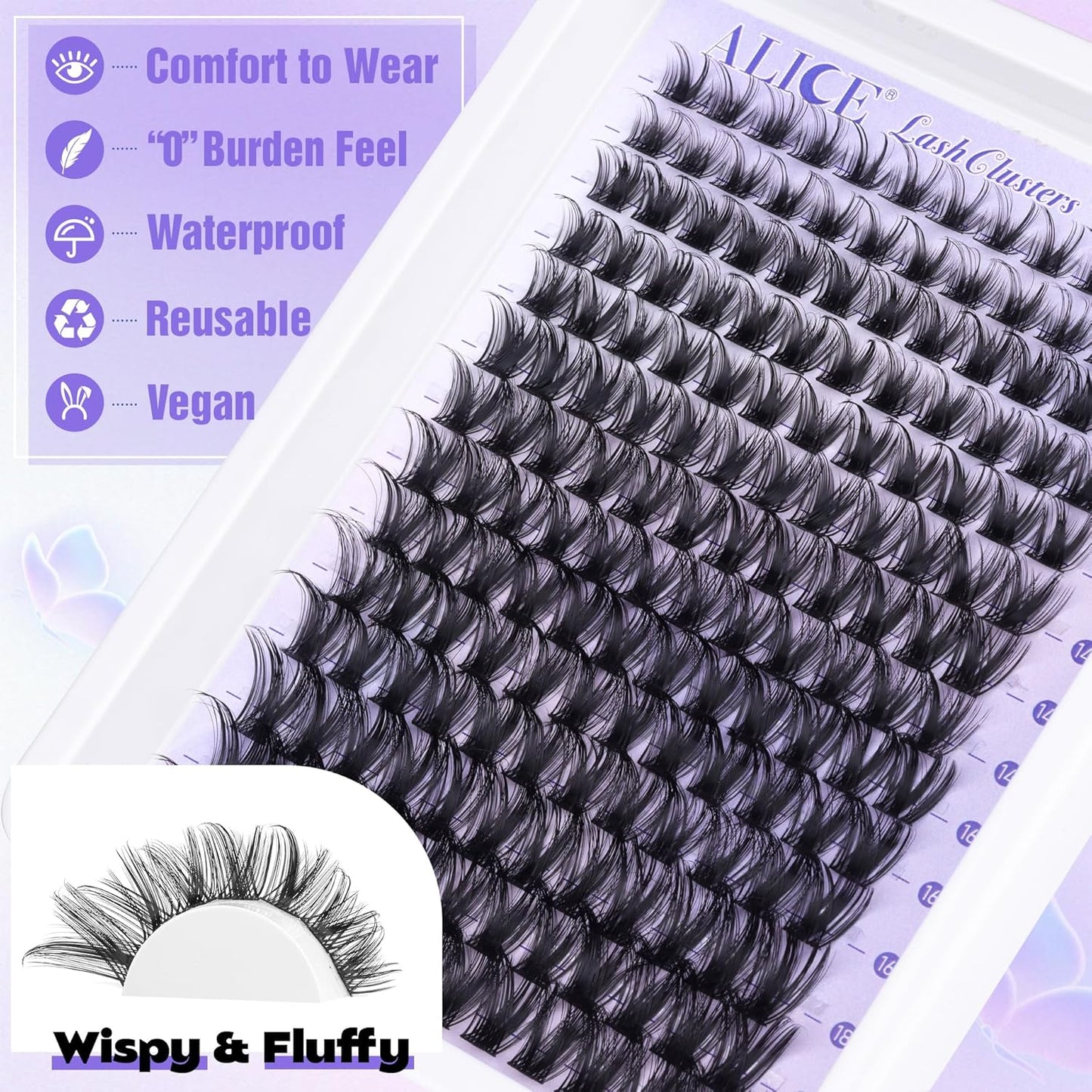 ALICE Wispy Cluster Eyelash Extensions | 192pcs Natural Individual Lashes | DIY 10-18mm