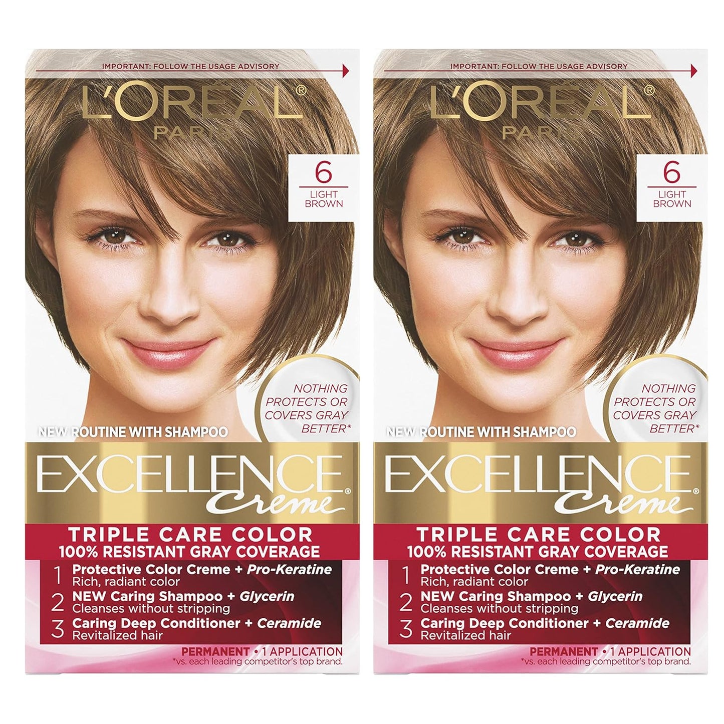 L'Oreal Paris Excellence Crème Hair Color | 6RB Light Reddish Brown | Gray Coverage