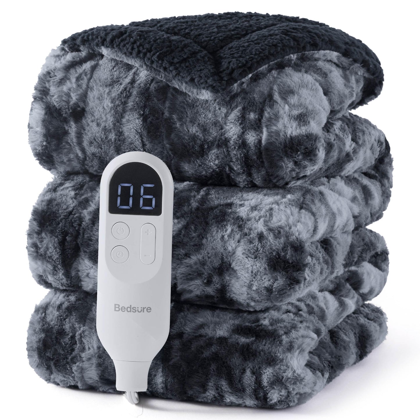 Bedsure Electric Blanket King Size - Dual Control Heated Blanket King Size, Fast Heating with 10 Time Settings & 10 Heat Settings, Warm Gift for Grandma (100x90 inches, Grey)