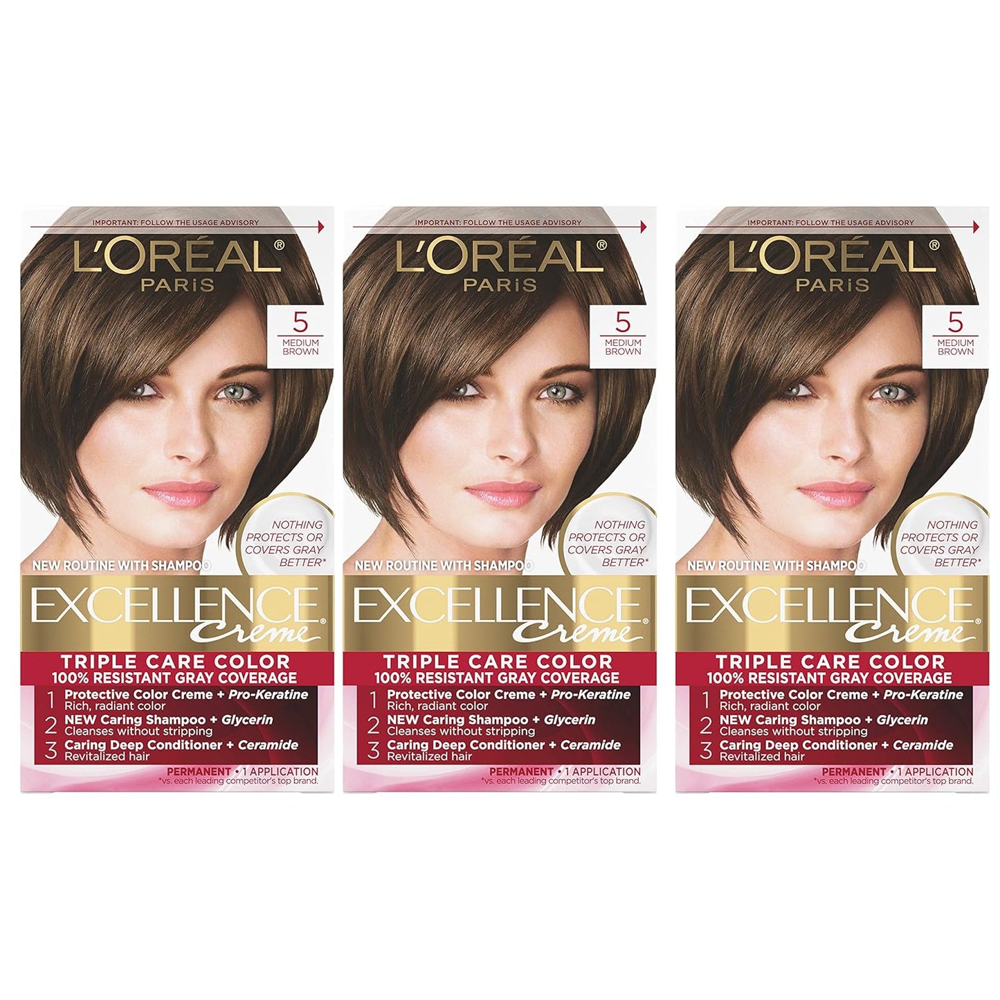 L'Oreal Paris Excellence Crème Hair Color Kit | 6 Light Brown | 8-Week Gray Coverage