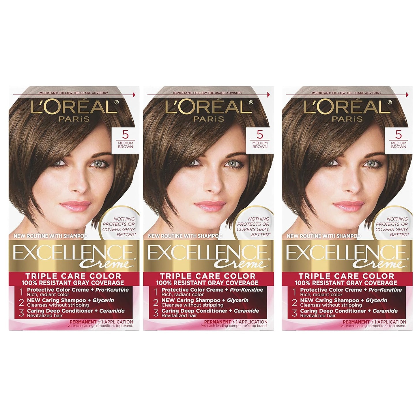 L'Oreal Paris Excellence Crème Hair Color | 4 Dark Brown | 100% Gray Coverage