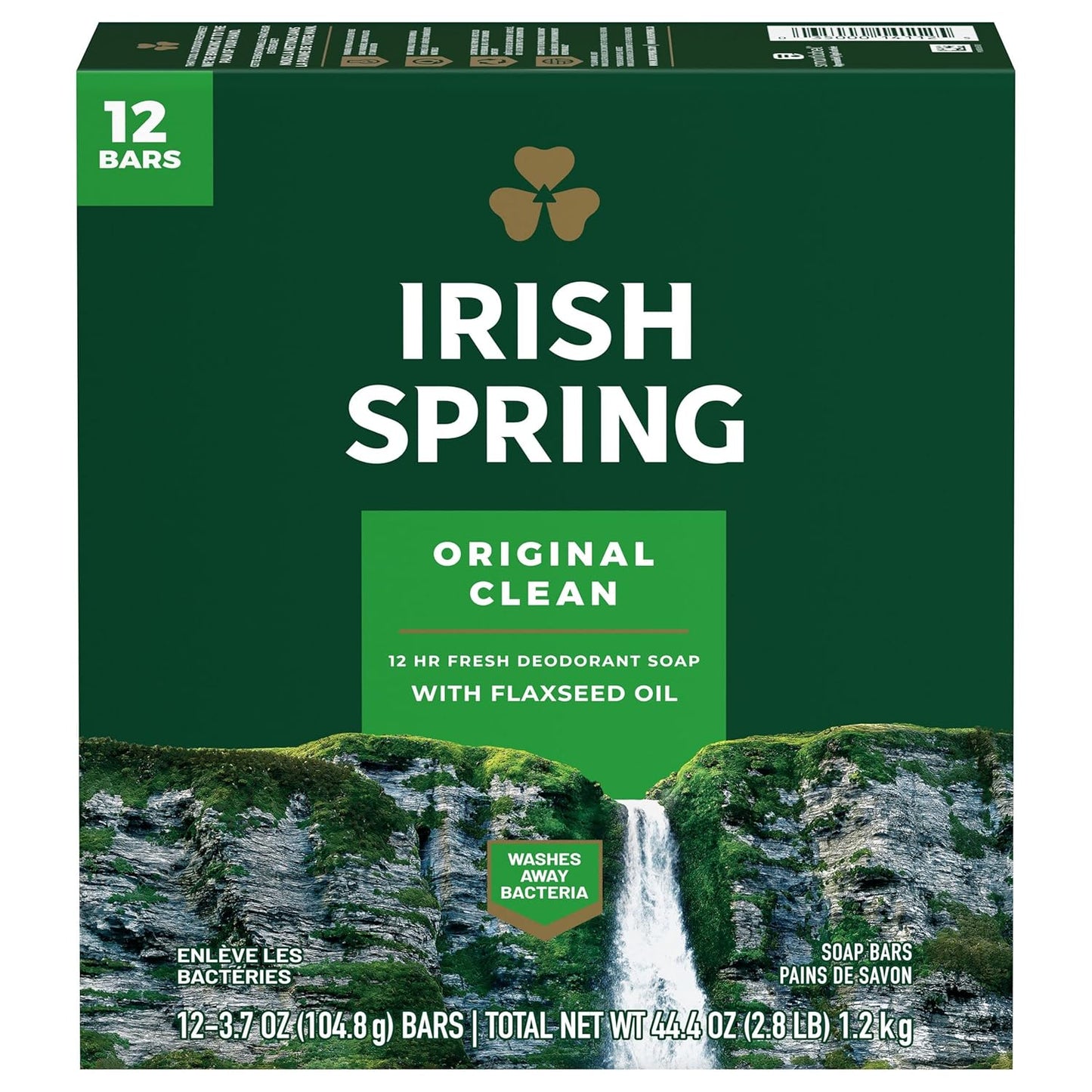 Irish Spring Moisture Blast Deodorant Soap | 12-Hour Freshness | 3.7 oz Bar (12 Pack)