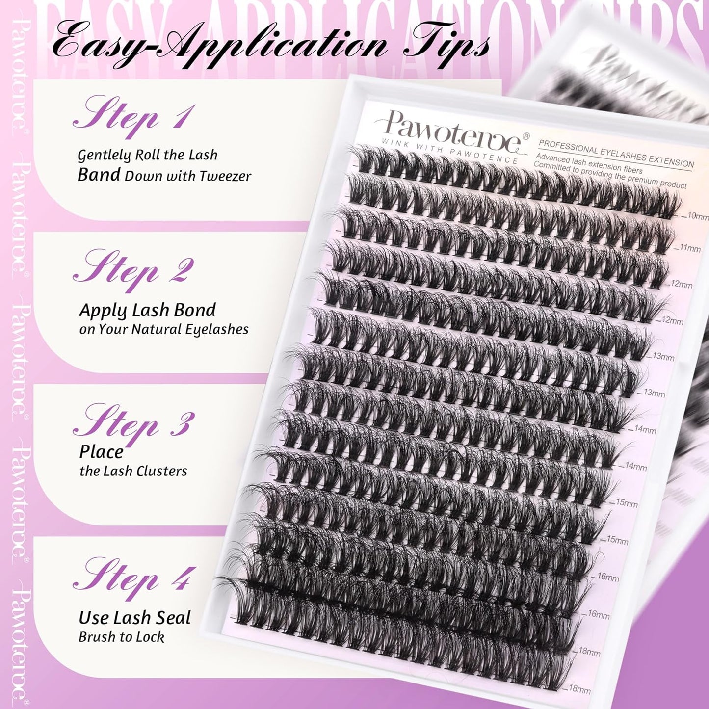 Pawotence 280pcs Lash Clusters | 40D & 50D Individual Eyelash Extensions 8-16mm