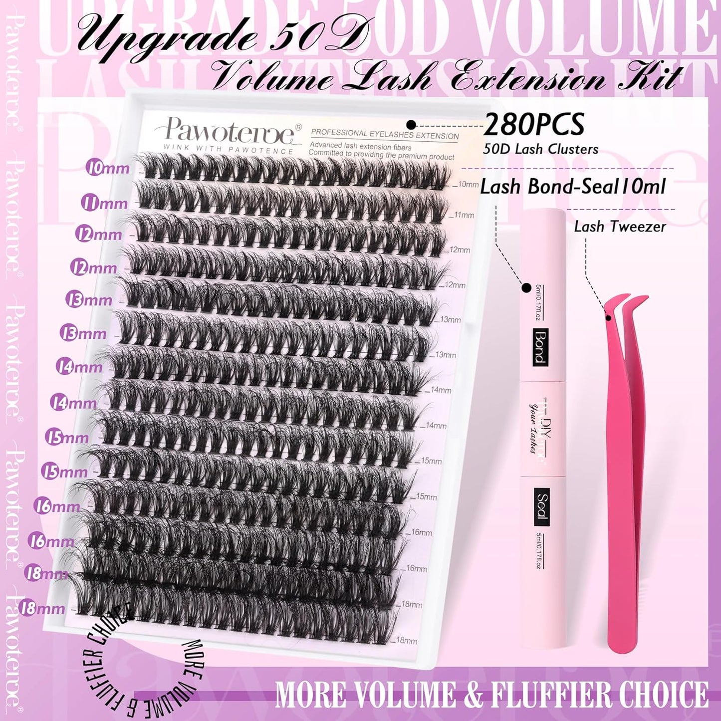 DIY Lash Extension Kit | 280pcs Brown 40D Clusters | 9-16mm Individual Lashes