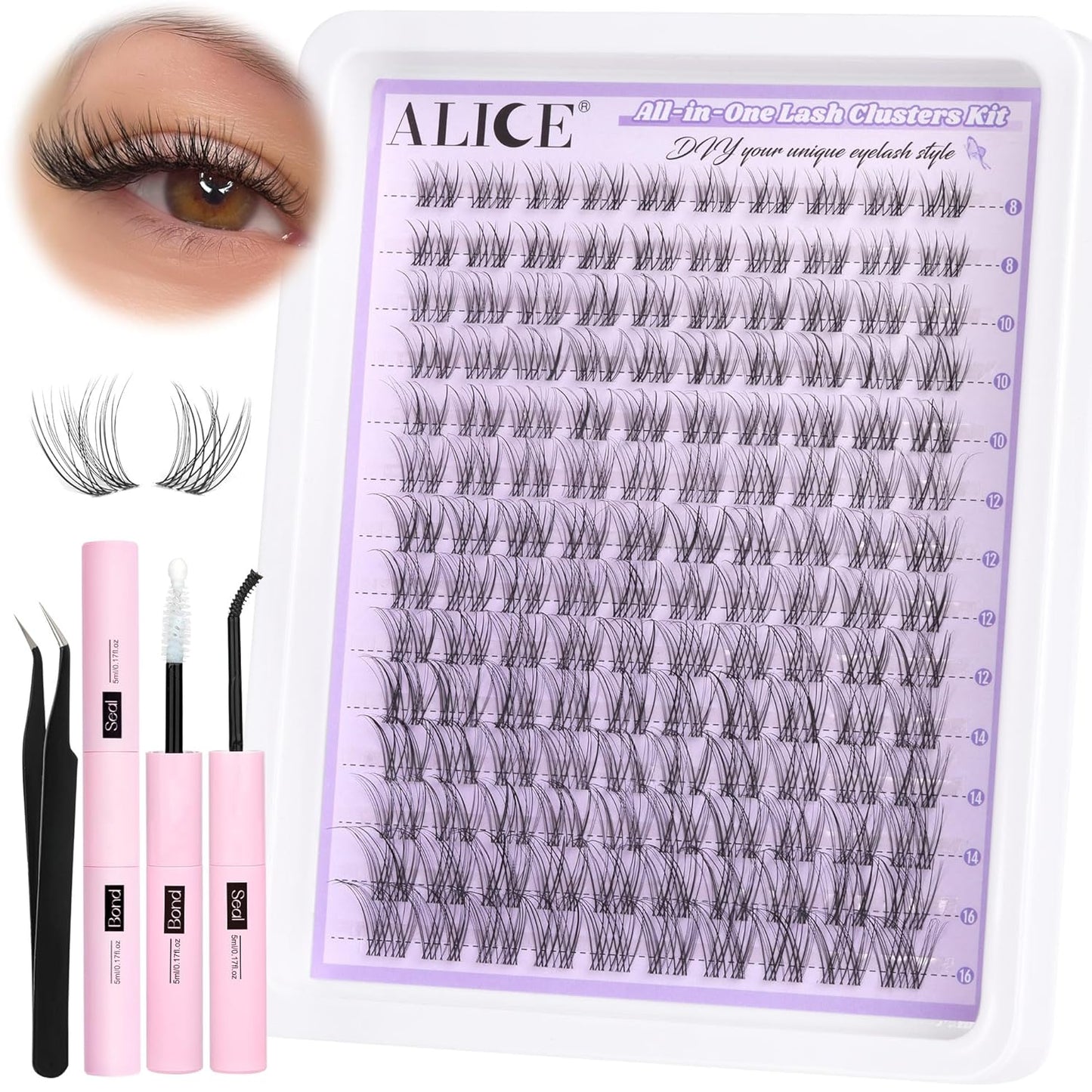 Natural Wispy Lash Extension Kit | 140pcs Clear Band Cluster Lashes for DIY