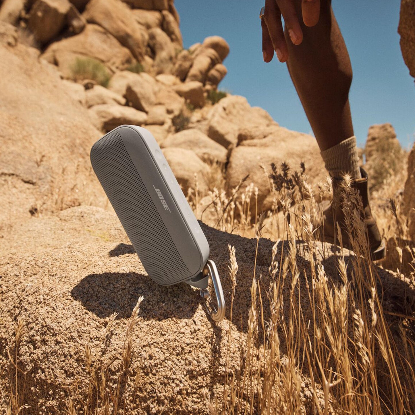 Bose SoundLink Flex Portable Bluetooth Speaker (2nd Gen), Portable Outdoor Speaker with Hi-Fi Audio, Up to 12 Hours Battery Life, Waterproof and Dustproof, Sandstone