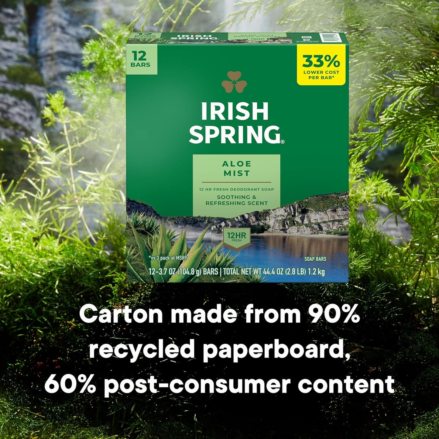 Irish Spring Men's Exfoliating Bar Soap | Fresh & Clean | 24 Pack | 3.7 Oz