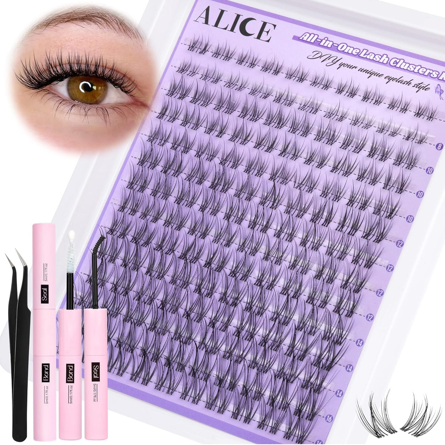 Natural Wispy Lash Extension Kit | 140pcs Clear Band Cluster Lashes for DIY