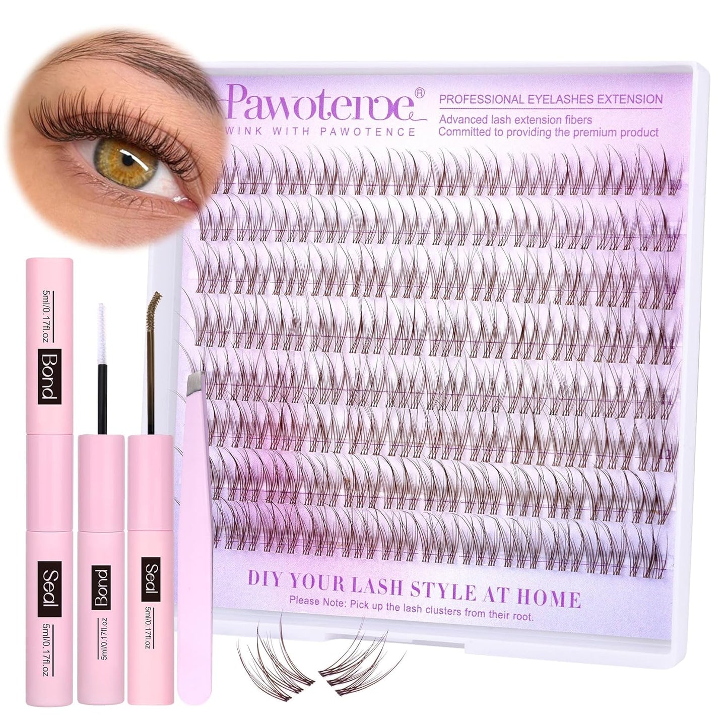 Pawotence 168pcs Wispy Lash Extension Kit | 9-12mm Natural Individual Lashes
