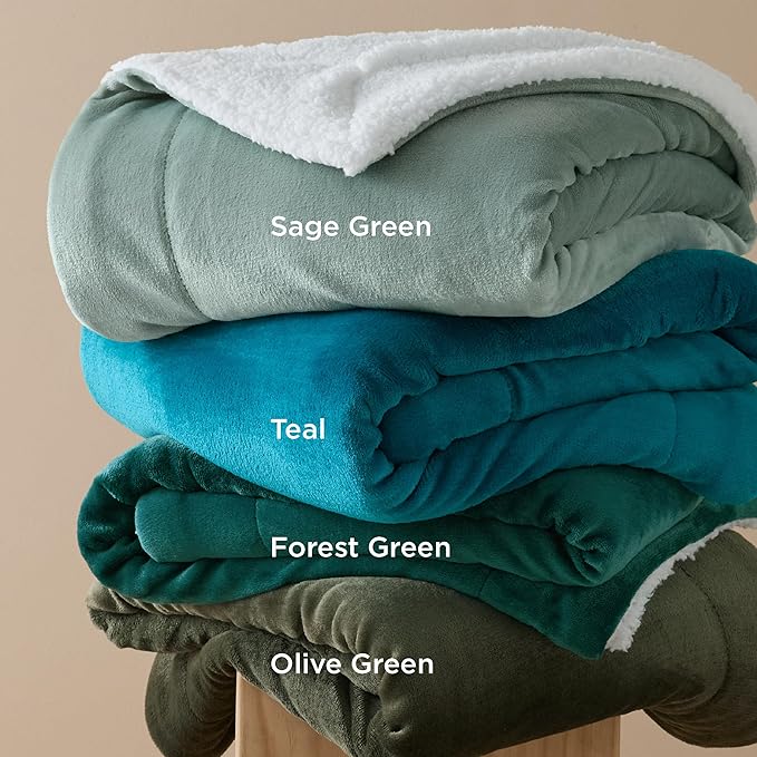 Bedsure Sherpa Fleece Throw Blanket Twin Size for Couch - Thick and Warm, Soft Fuzzy Plush Twin Blanket for Winter, Teal, 60x80 Inches