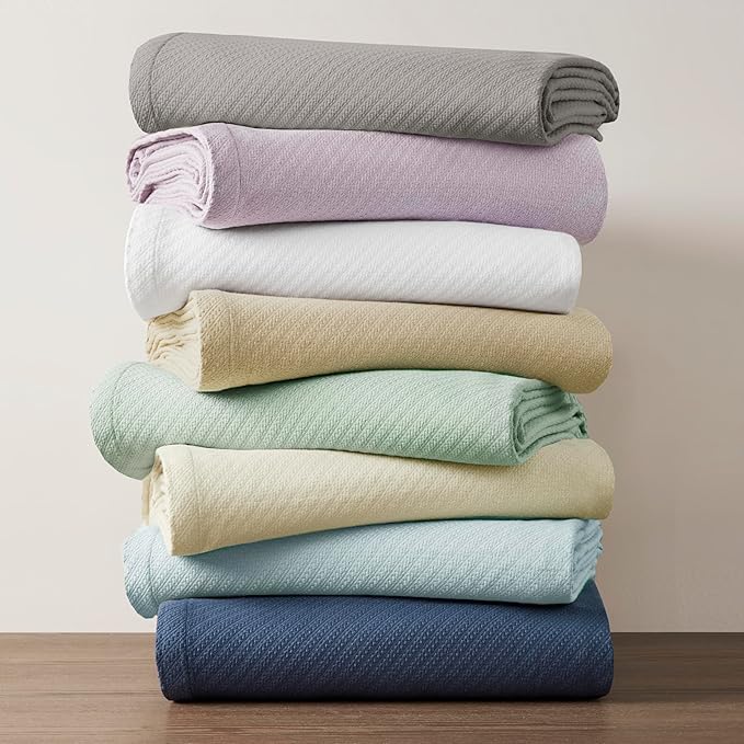Madison Park Liquid Cotton Luxury Blanket Premium Soft Cozy 100% Ring Spun Cotton For Bed , Couch or Sofa, Twin, White