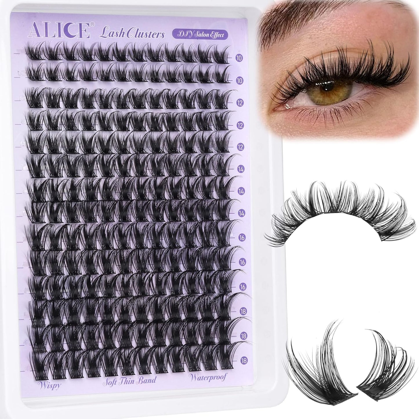 Natural Wispy Cluster Eyelash Extensions | Waterproof DIY Lashes | 224 Pcs