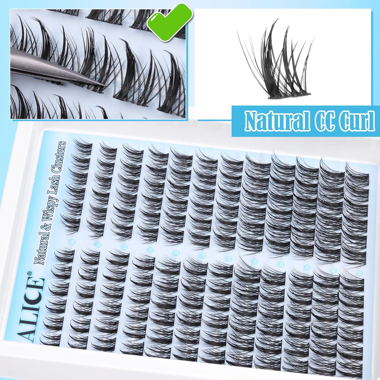 ALICE Wispy Lash Clusters | 168 Pcs | 10-18mm Natural Volume Extensions